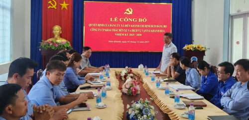 CÔNG BỐ QUYẾT ĐỊNH CỦA ĐẢNG ỦY XÃ DIÊN KHÁNH CHỈ ĐỊNH BCH ĐẢNG BỘ CÔNG TY CP KHAI THÁC BẾN XE VÀ DỊCH VỤ VẬN TẢI KHÁNH HÒA, NHIỆM KỲ 2025 - 2030 CÔNG BỐ QUYẾT ĐỊNH CỦA ĐẢNG ỦY XÃ DIÊN KHÁNH CHỈ ĐỊNH BCH ĐẢNG BỘ CÔNG TY CP KHAI THÁC BẾN XE VÀ DỊCH VỤ VẬN TẢI KHÁNH HÒA, NHIỆM KỲ 2025 - 2030
